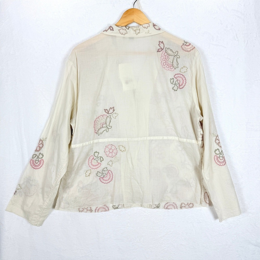 J. Jill 18 Ivory‎ Cotton Floral Embroidered Button Down Shirt NWT Plus Size - Picture 4 of 8